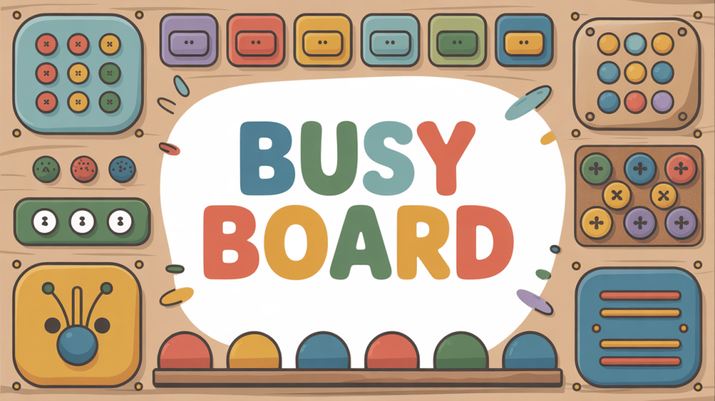 busy biard en bois avec activités Montessori