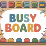 busy biard en bois avec activités Montessori