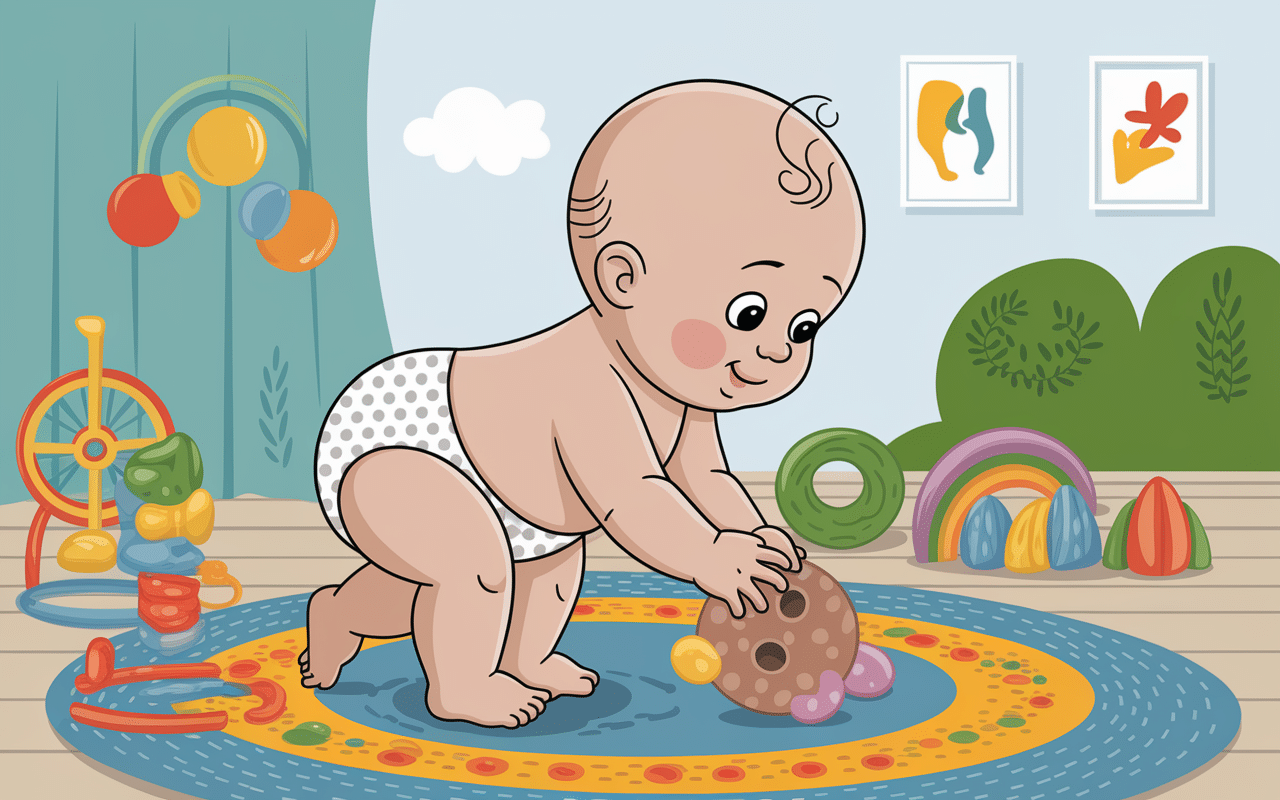 cadeau bébé 1 an motricité illustration bébé mouvement