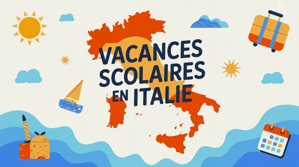 Carte Italie avec icônes vacances scolaires italie
