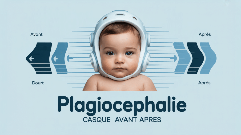 image casque plagiocéphalie avant après illustration