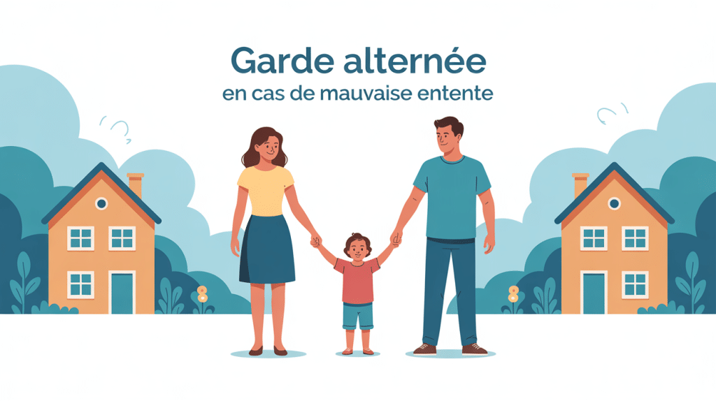 Illustration famille garde alternée mauvaise entente entre parents