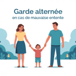 Illustration famille garde alternée mauvaise entente entre parents