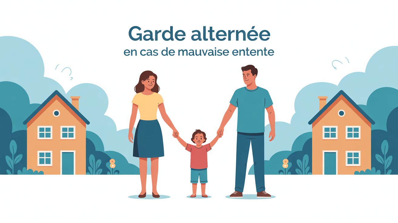 Illustration famille garde alternée mauvaise entente entre parents