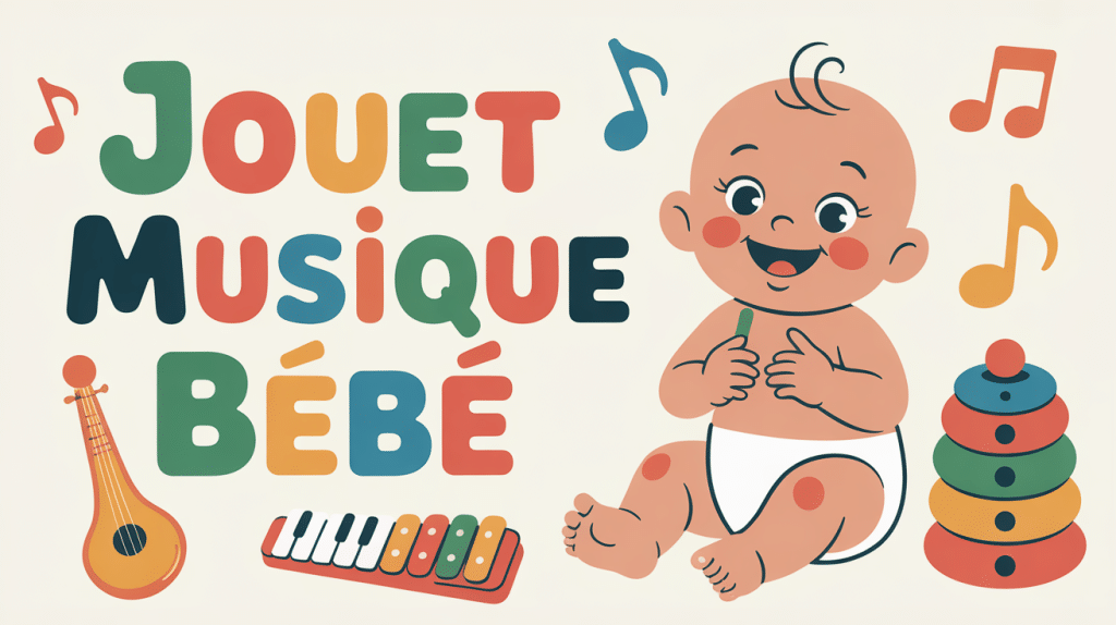 Bébé entouré de jouets musique bebe colorés