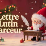 Lettre lutin farceur décor Noël et lutin espiègle