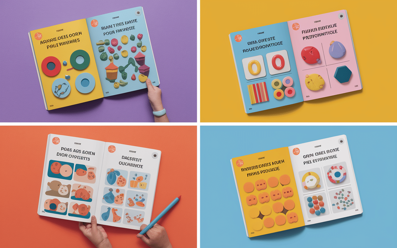Différents livres activité Montessori adaptés à chaque âge