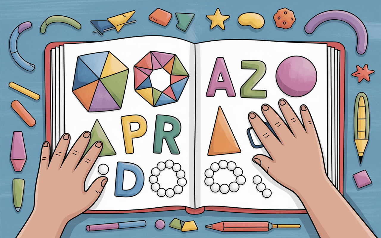 Main d'enfant manipulant livre activité Montessori sensoriel