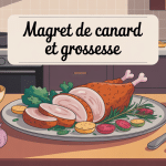 magret de canard enceinte bien cuit et légumes