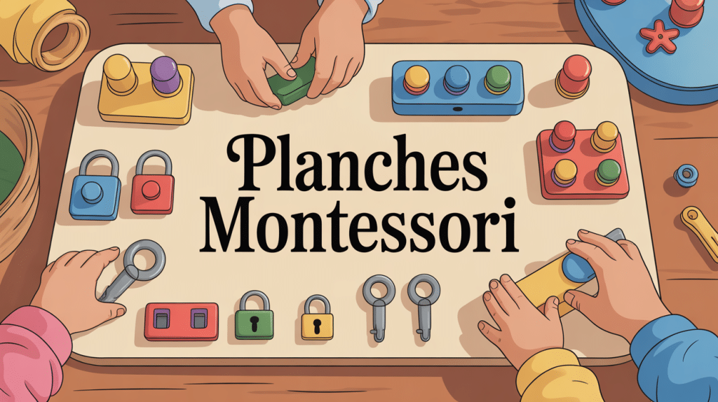 planches montessori en bois manipulées par un enfant