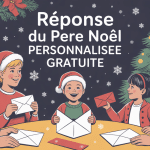 Réponse du père Noël personnalisée gratuite, famille réunie autour d'une lettre
