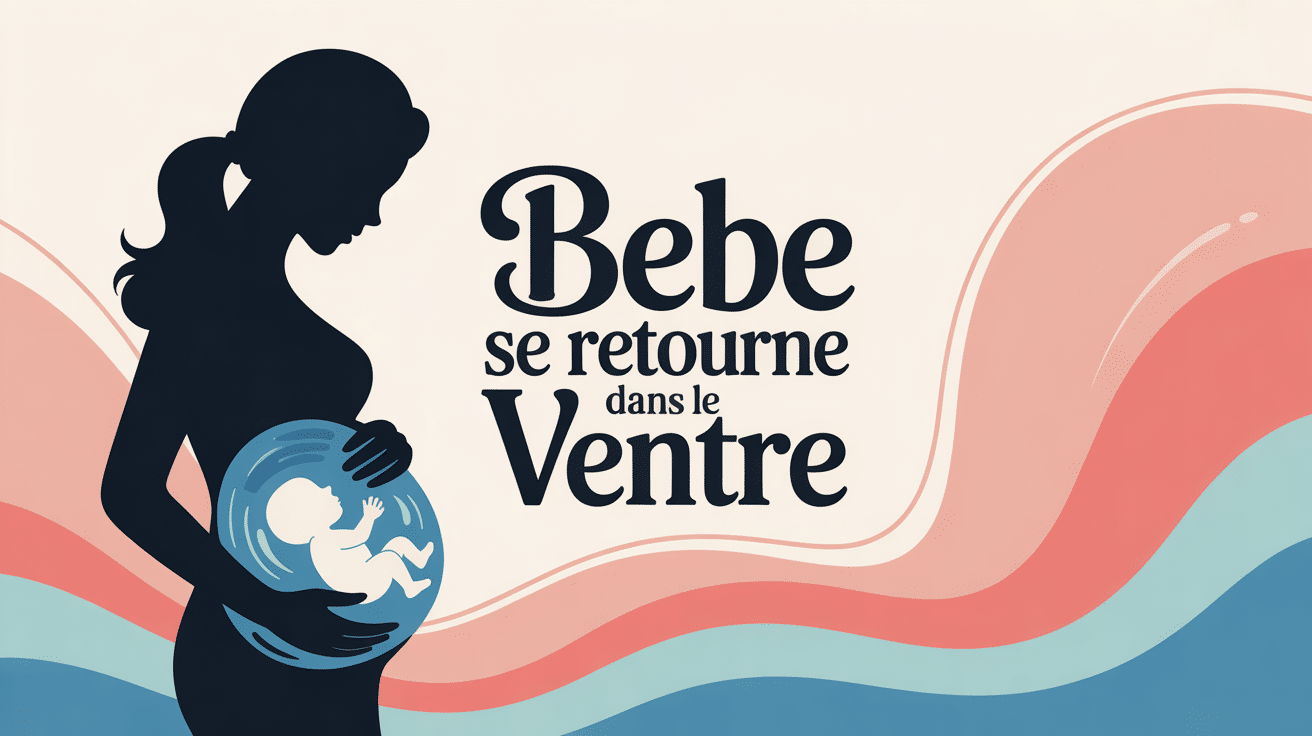 Symptôme bébé qui se retourne dans le ventre silhouette femme enceinte