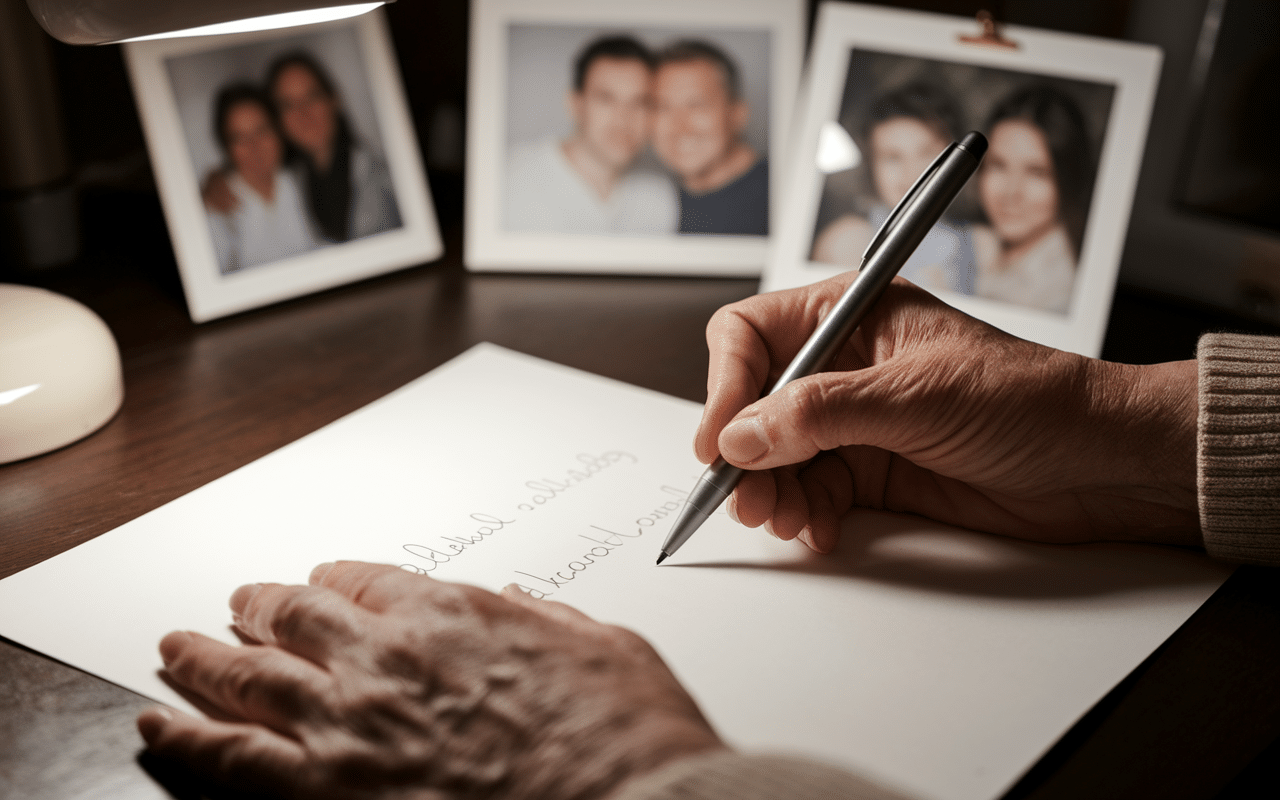 Lettre à ma petite fille que je ne vois plus mains âgées stylo