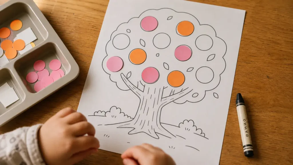 Activité gommette à imprimer : choisir le bon modèle, imprimer sans erreur et guider l’enfant