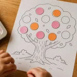 Activité gommette a imprimer : feuille A4 à gommettes, enfant colle des gommettes