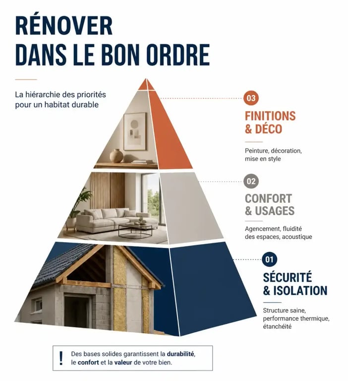 Infographie des priorités pour rénover et agrandir sa maison en famille