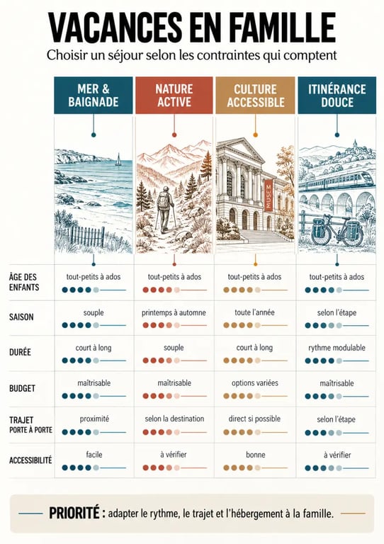 Vacances en famille : idées de destinations et conseils selon le type de séjour et l'âge des enfants