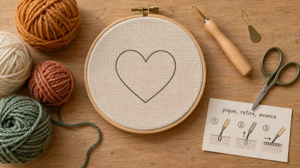 Le punch needle convient aux enfants dès 5 ans, avec aide jusqu’à 8 ou 9 ans