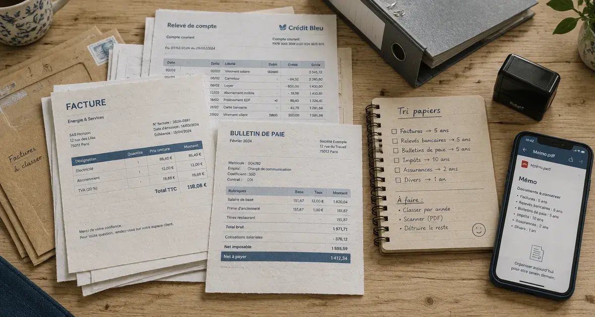 Tableau récapitulatif combien de temps garder ses papiers pdf pour trier documents